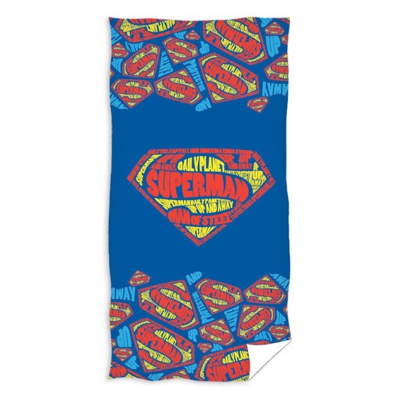 Βαμβακερή Βελουτέ Παιδική Πετσέτα Θαλάσσης Superman Man of Steel 70x140cm Θαλάσσης | 70x140cm