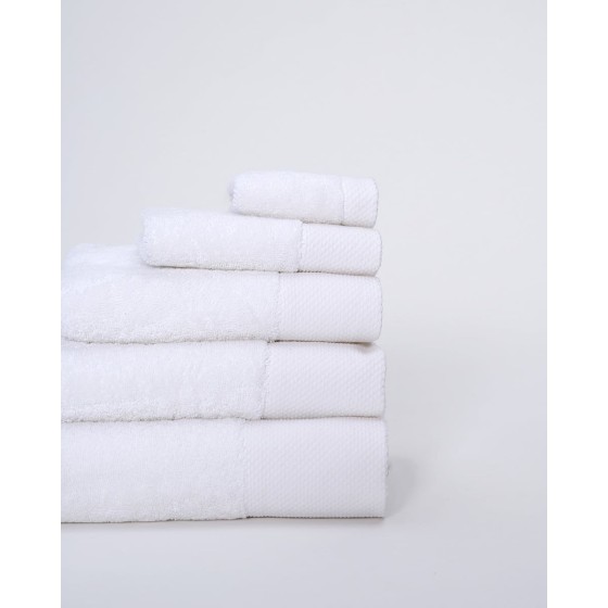 Βαμβακερή Λευκή Ξενοδοχειακή Πετσέτα με Φαρδιά Πικέ Φάσα Capital 700gsm Μπάνιου | 70x140cm Άσπρο