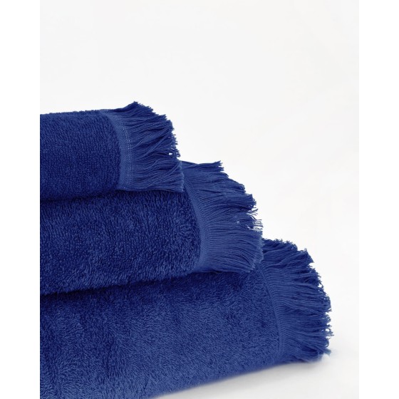 Βαμβακερή Πετσέτα με Κρόσσια Dawn 450gsm σε 3 Αποχρώσεις Χειρός | 30x50cm Μπλε Σκούρο