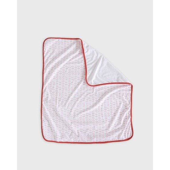 Βρεφική Βαμβακερή Κουβέρτα Λίκνου με Ροζ Σύννεφα Baby Hug 90x70cm.  Λίκνου (90x70cm) Άσπρο