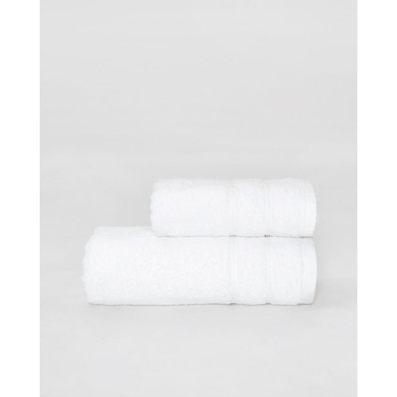 Βαμβακερή Λευκή Πετσέτα με Ανάγλυφες Ρίγες Dixon 620gsm.  Προσώπου | 50x90cm