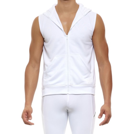 Men's sleeveless hoodie jacket 10351 white