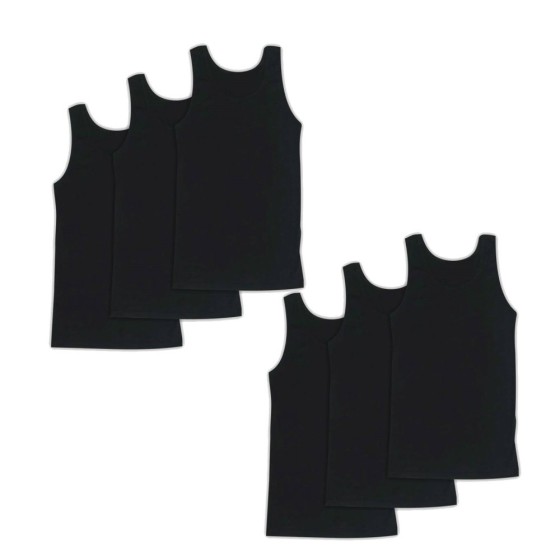 Ανδρικές βαμβακερές φανέλες τιράντα 6 τεμάχια μαύρο χρώμα 023-6