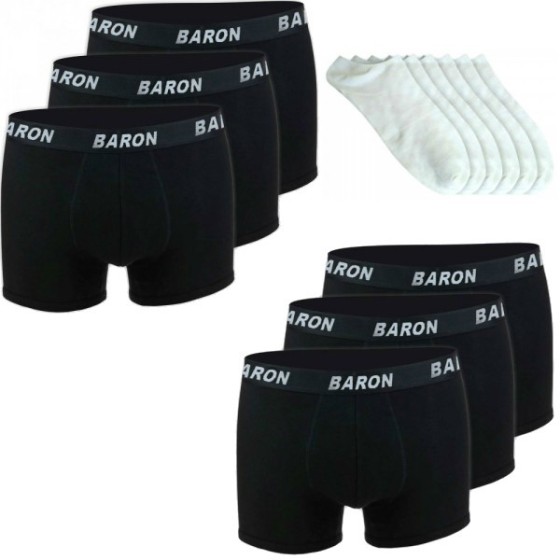 Βαμβακερά ανδρικά μαύρα εσώρουχα μπόξερ & λευκές κάλτσες EM018-1600WX2