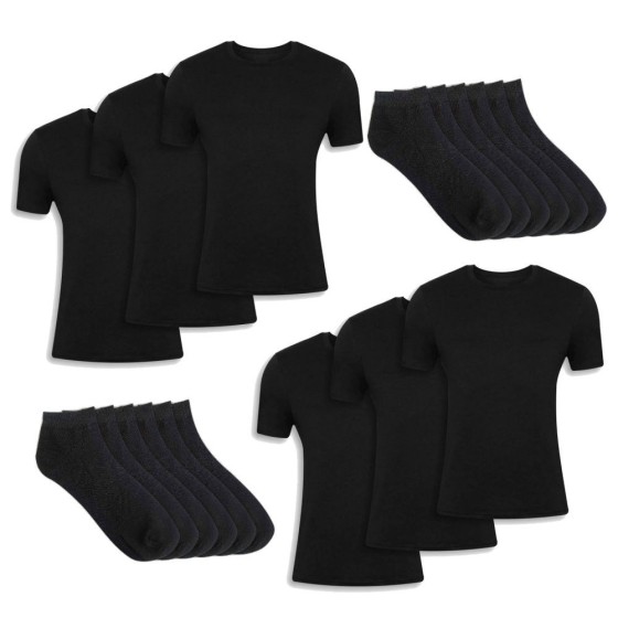 Set of 3 t-shirt & 6 sports socks | Black