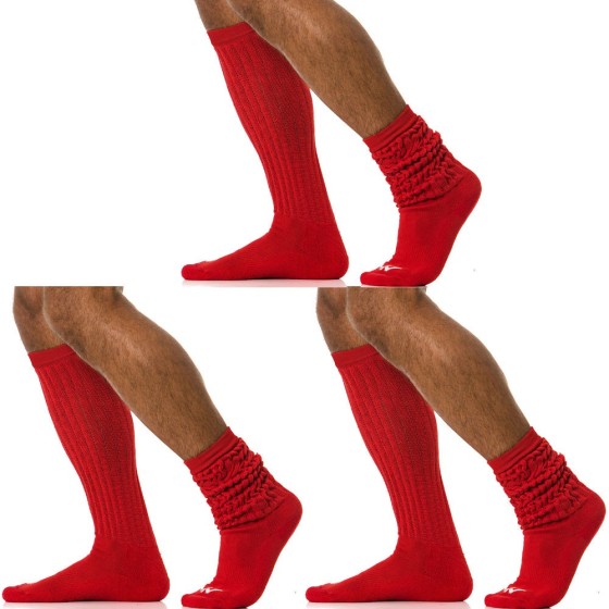 3 Pack men's long socks red XS1814_red