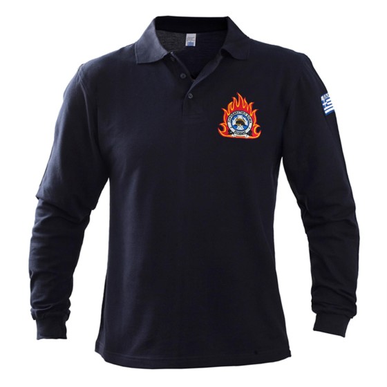Μπλουζάκι ΠΟΛΟ μακρύ μανίκι με κέντημα Πυροσβεστικής SUR 00722 Black Big