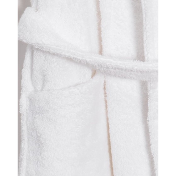 Βαμβακερό Πετσετέ Λευκό Μπουρνούζι με Πικέ Γιακά Capital L/XL Άσπρο