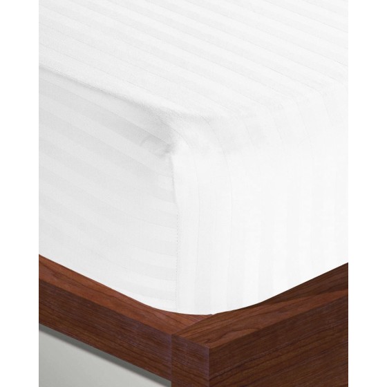 Σεντόνι με λάστιχο Redon με σατινόριγο σχέδιο California King (200x200+38cm) Άσπρο