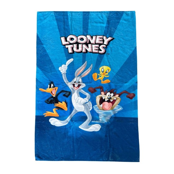 Βαμβακερή Βελουτέ Παιδική Πετσέτα Θαλάσσης Looney Tunes 70x130cm Θαλάσσης | 70x130cm Μπλε