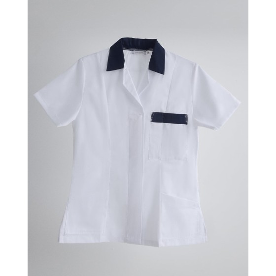 Γυναικεία Λευκή Ιατρική Μπλούζα με Κοντό Μανίκι & Κουμπιά Scrub Large Άσπρο