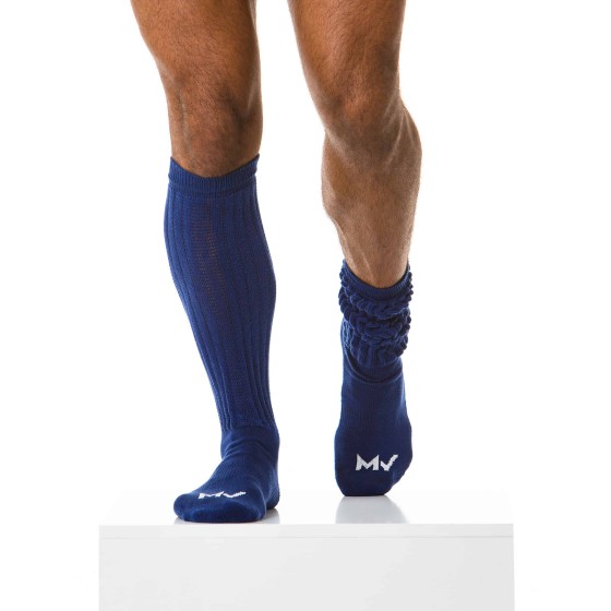 Men's long socks black XS1814 blue