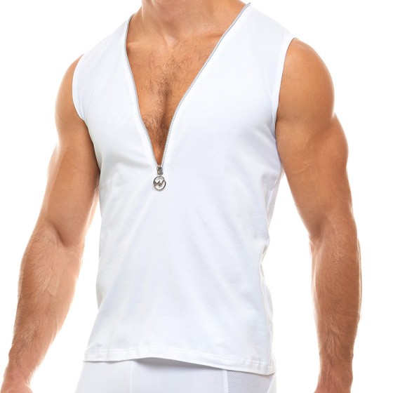 Men's sleeveless zipper 02932 white