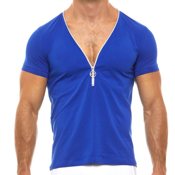 Ανδρικό t-shirt με φερμουάρ μπλέ 02942 blue