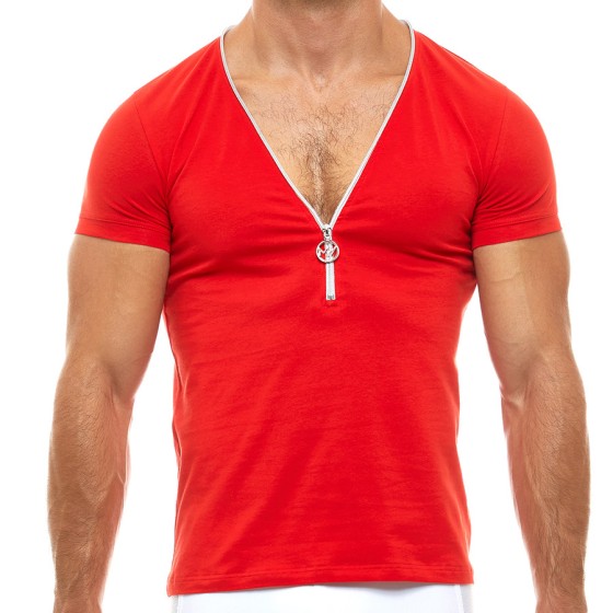 Men's t-shirt zipper 02942 red