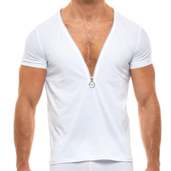 Men's t-shirt zipper 02942 white