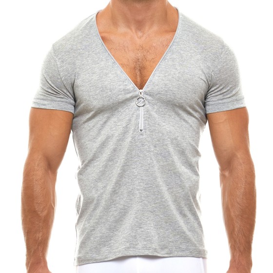Men's t-shirt zipper 02942 grey