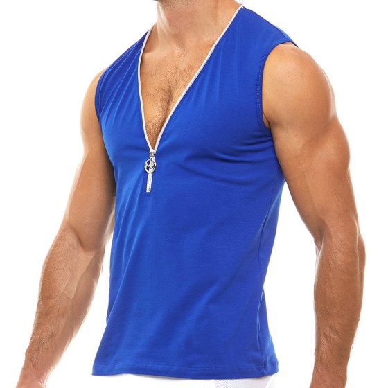 Men's sleeveless zipper 02932 blue