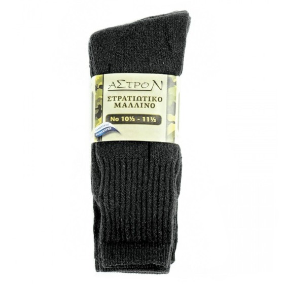 Μάλλινες στρατιωτικές ανδρικές κάλτσες μαύρες AST0122A