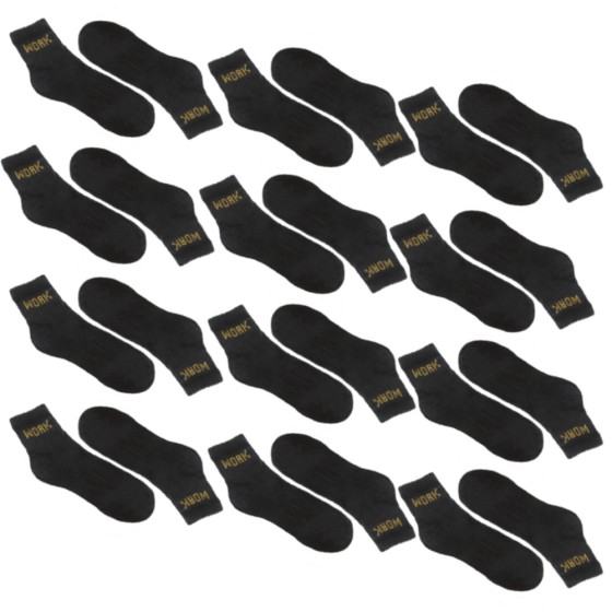 Ανδρικές κοφτές βαμβακερές κάλτσες εργασίας μαύρες 12 ζεύγη 88810