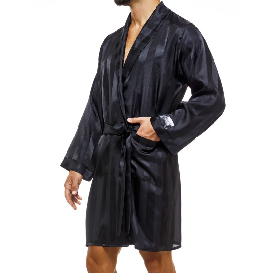 Men's Satin short robe BA2251 black