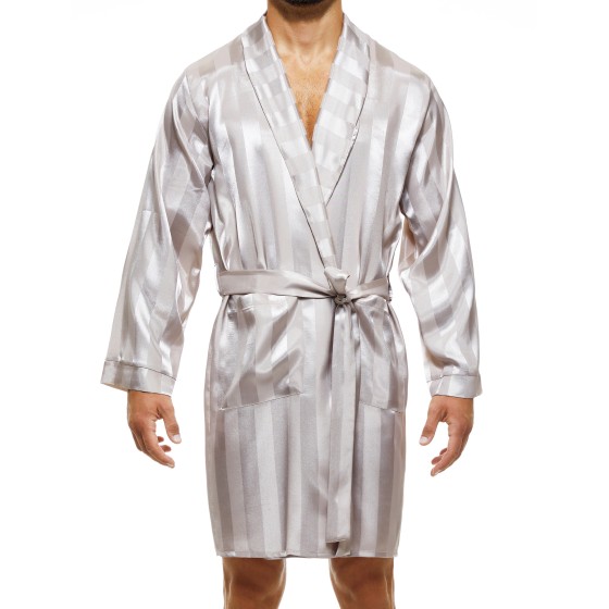 Men's Satin short robe BA2251 ivory