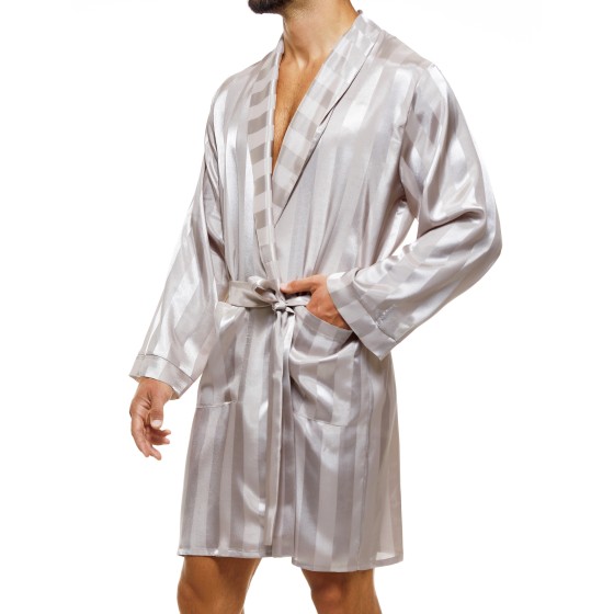 Men's Satin short robe BA2251 ivory