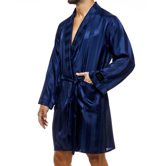 Men's Satin short robe BA2251 blue