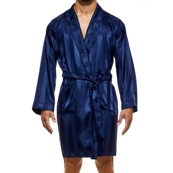 Men's Satin short robe BA2251 blue