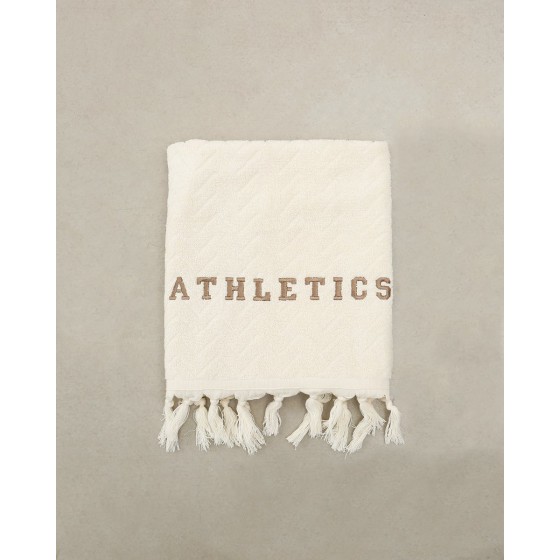 Πετσέτα με Κέντημα Athletics Tokyo Χειρός | 30x50cm Εκρού
